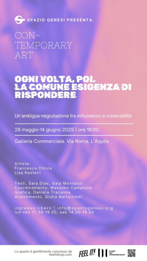 EVENTO SPAZIO GENESI , titolo: CIO CHE CONOSCO. vernissage 15 aprile 2025 alle 18.00 presso centro commerciale via roma 215, L'AQUILA
